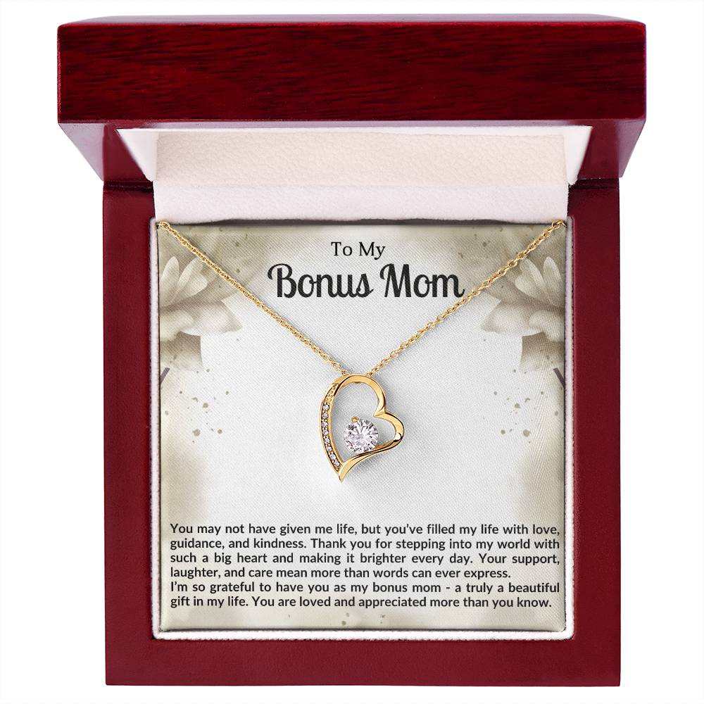 To My Bonus Mom Heart Necklace Gift
