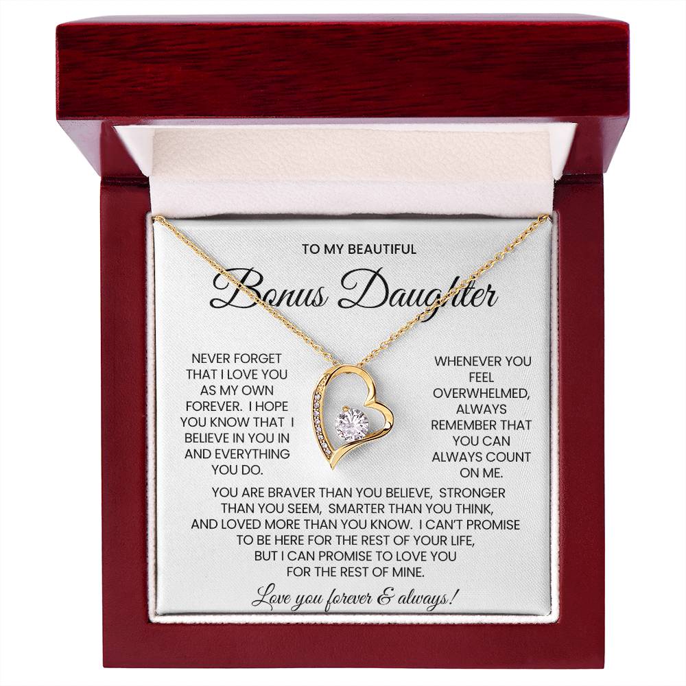 To My Bonus Daughter Forever Love Necklace Gift