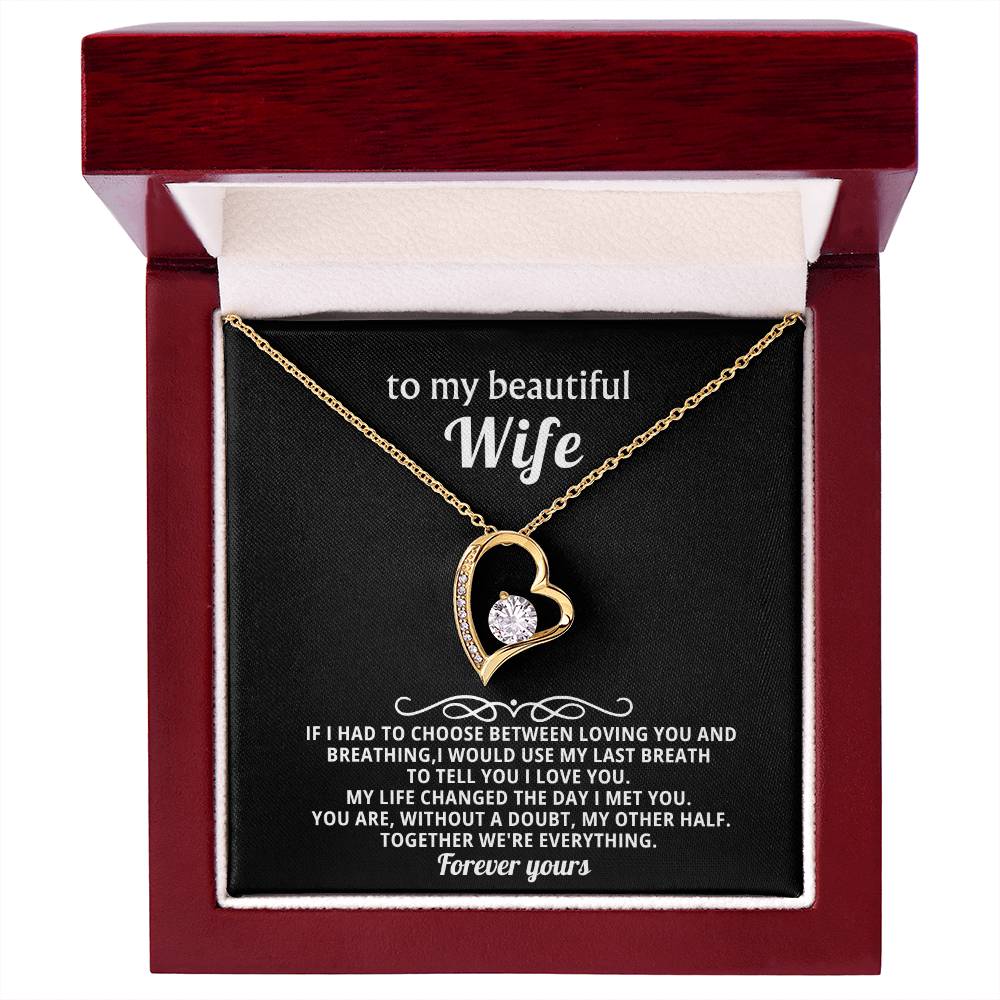 To My Beautiful Wife Heart Necklace Gift
