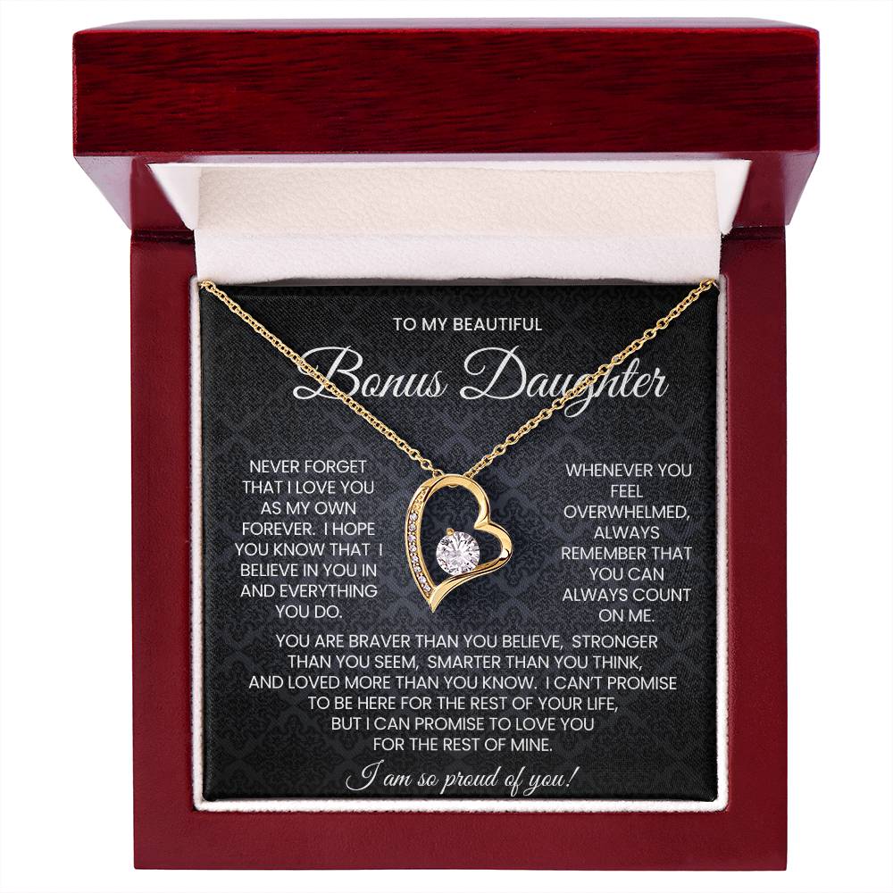 To My Bonus Daughter Forever Love Necklace Gift