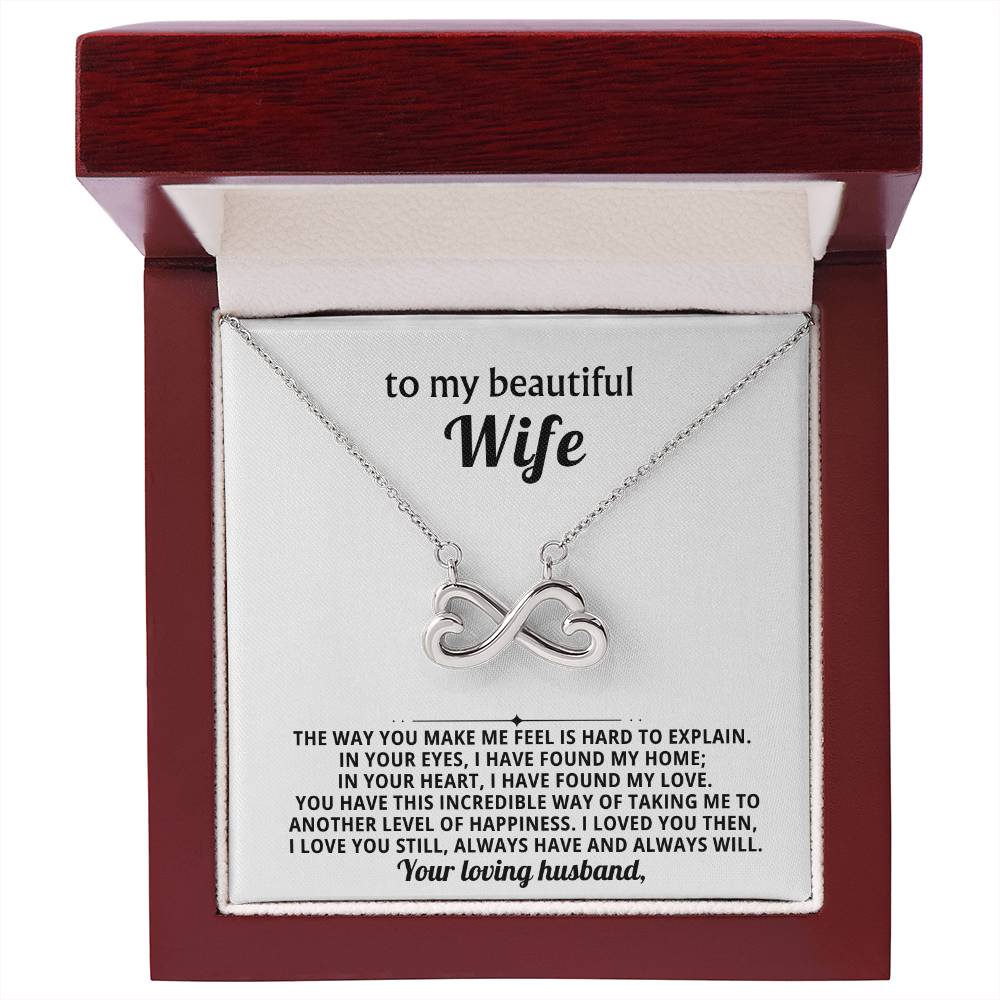To My Wife Infinity Hearts Necklace Gift