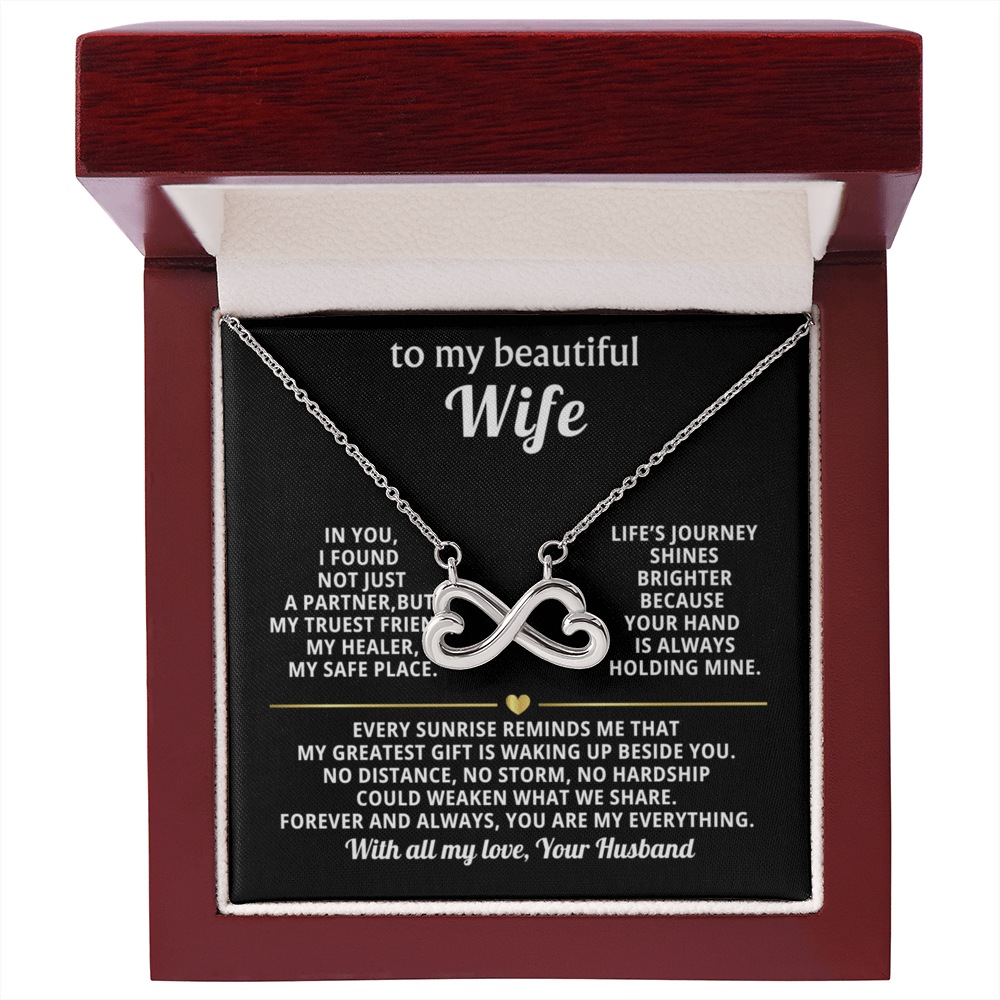 To My Wife Infinity Hearts Necklace Gift