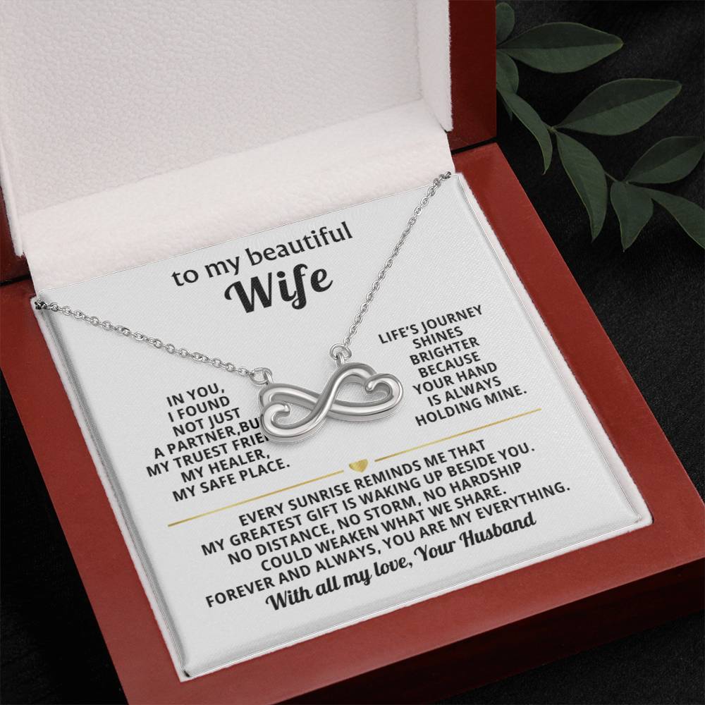 To My Wife Infinity Hearts Necklace Gift
