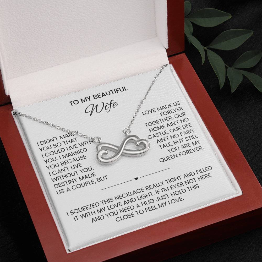 To My Wife Infinity Hearts Necklace Gift