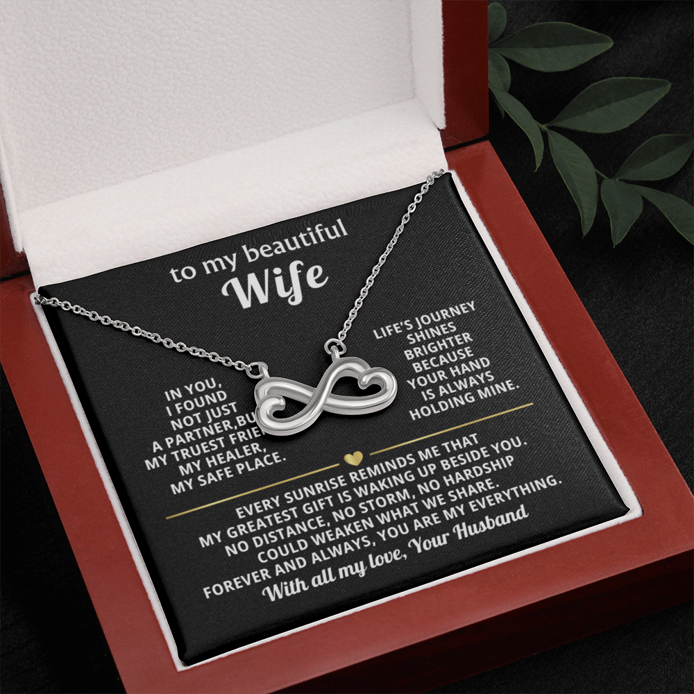 To My Wife Infinity Hearts Necklace Gift