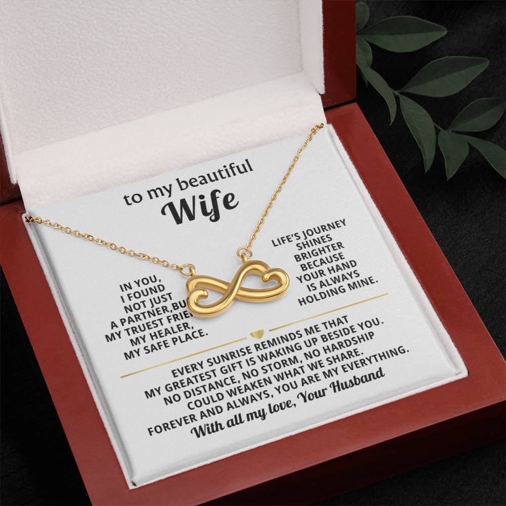 To My Wife Infinity Hearts Necklace Gift