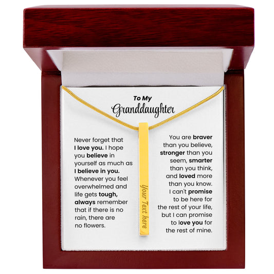 Granddaughter Engraved Vertical Stick Necklace