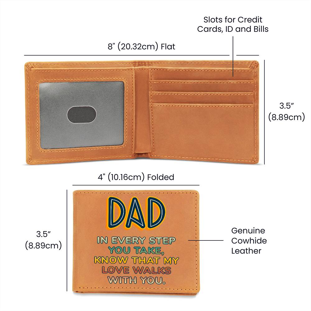 Dad In Every Step Leather Wallet-[Heartfelt Family Gift]