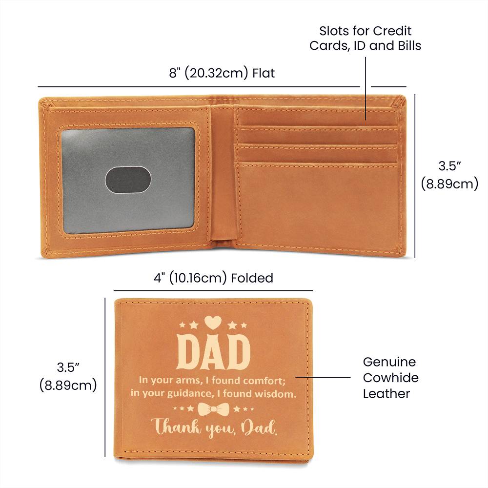 Dad  In Your Arms, I Found Comfort Leather Wallet-[Heartfelt Family Gift]