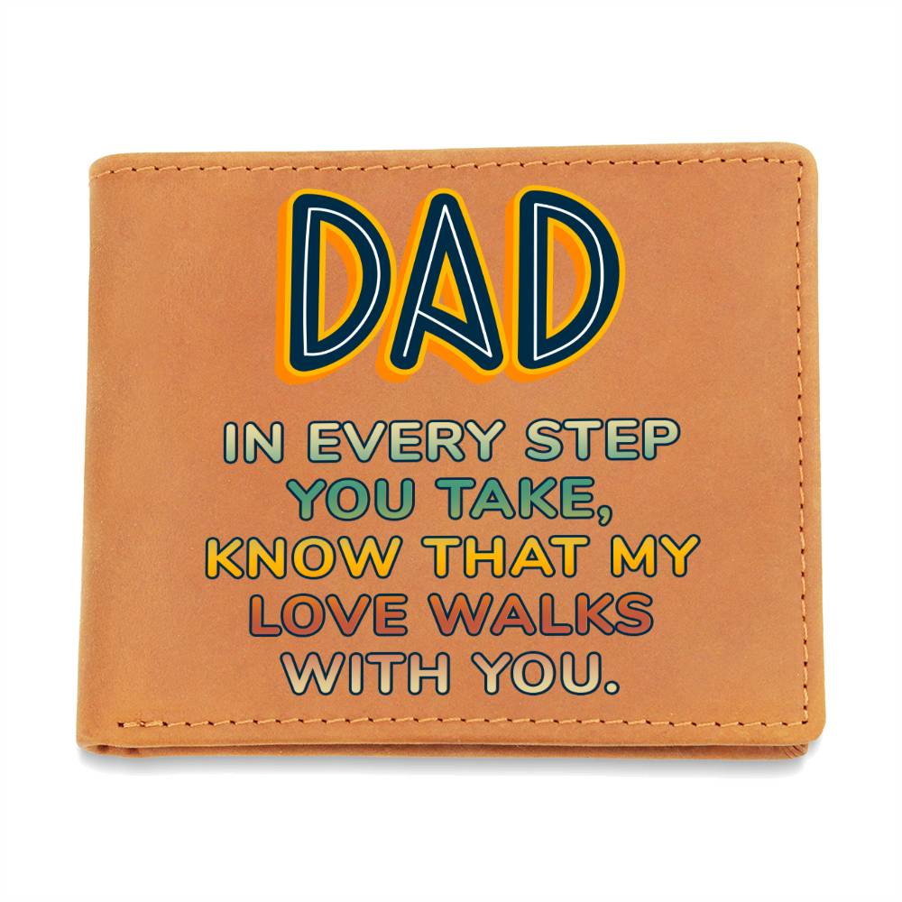 Dad In Every Step Leather Wallet-[Heartfelt Family Gift]