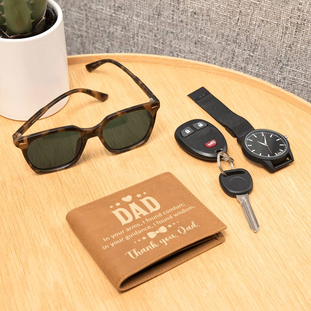 Dad  In Your Arms, I Found Comfort Leather Wallet-[Heartfelt Family Gift]