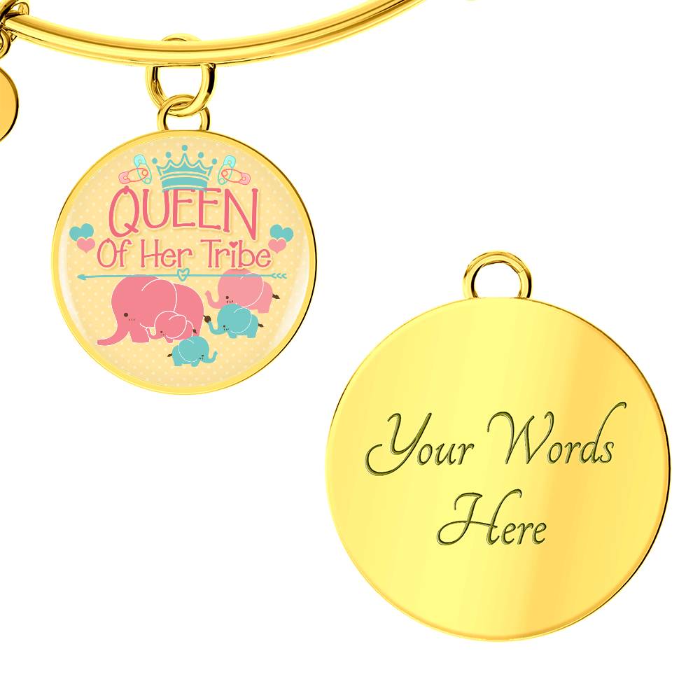 Queen of Her Tribe Engraved Bangle Bracelet-[Heartfelt Family Gift]