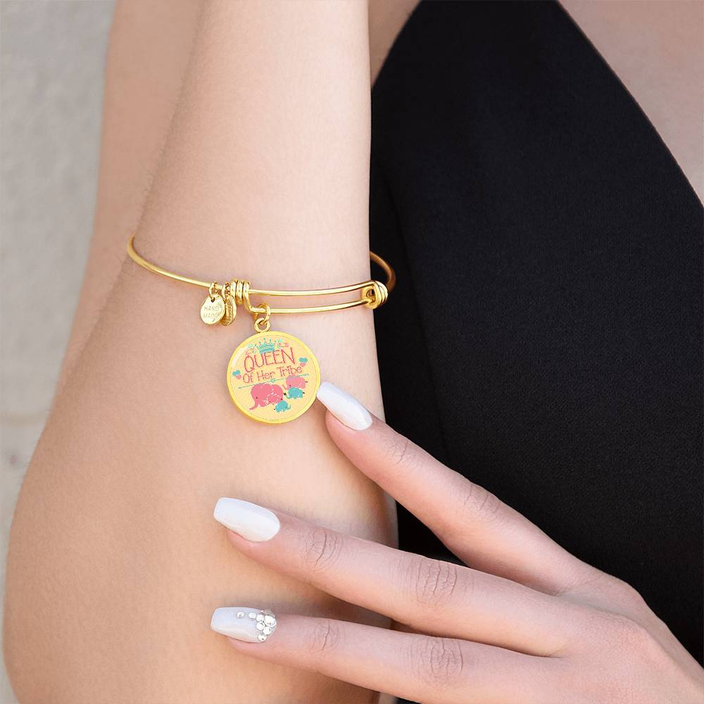 Queen of Her Tribe Engraved Bangle Bracelet-[Heartfelt Family Gift]