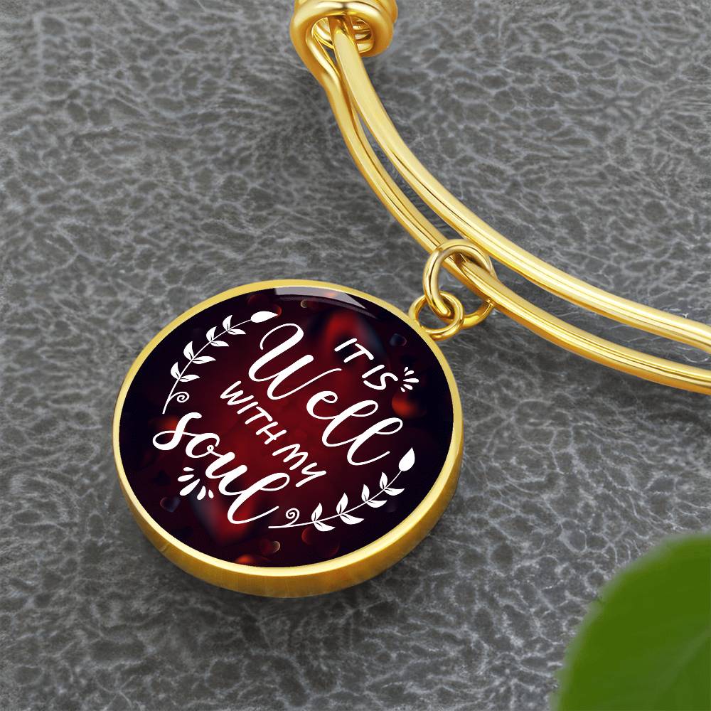 It Is Well With My Soul Engraved Bangle Bracelet-[Heartfelt Family Gift]