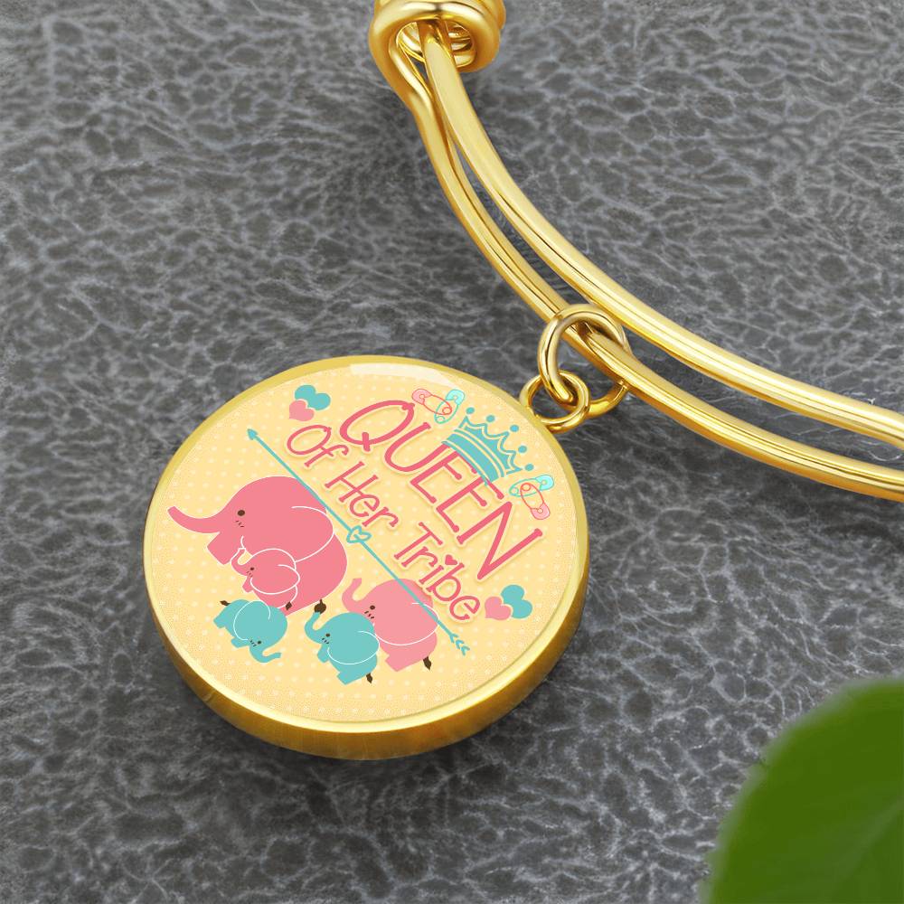 Queen of Her Tribe Engraved Bangle Bracelet-[Heartfelt Family Gift]