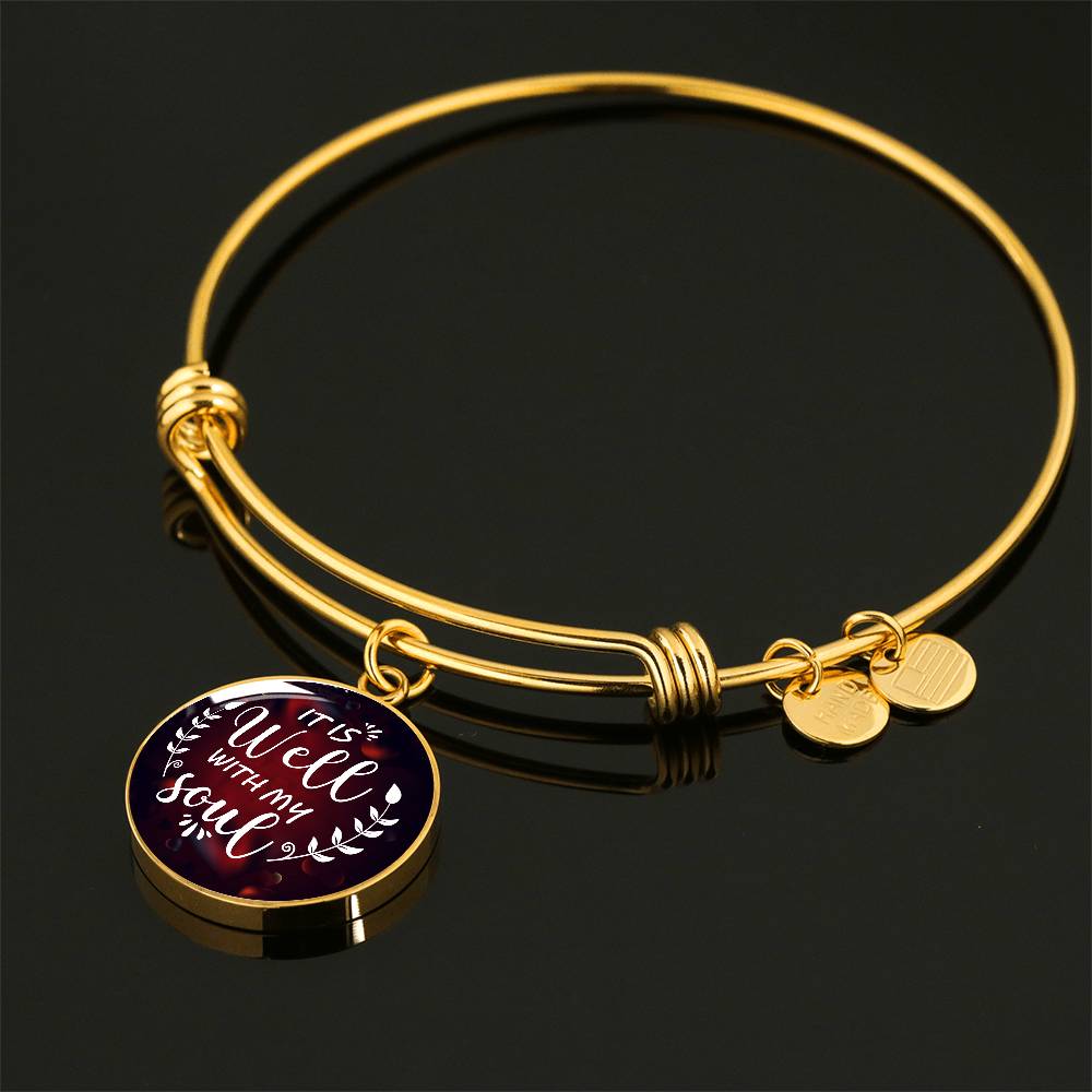It Is Well With My Soul Engraved Bangle Bracelet-[Heartfelt Family Gift]