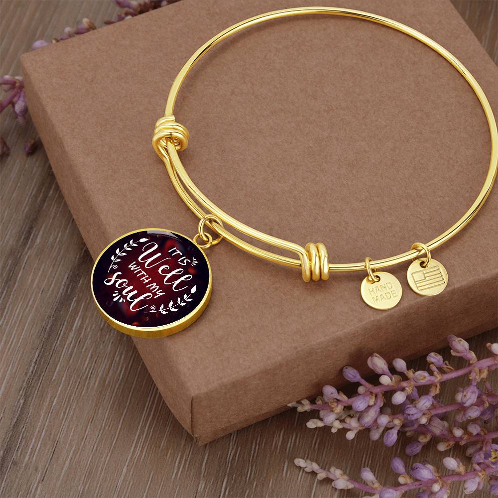 It Is Well With My Soul Engraved Bangle Bracelet-[Heartfelt Family Gift]