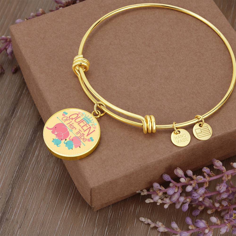 Queen of Her Tribe Engraved Bangle Bracelet-[Heartfelt Family Gift]