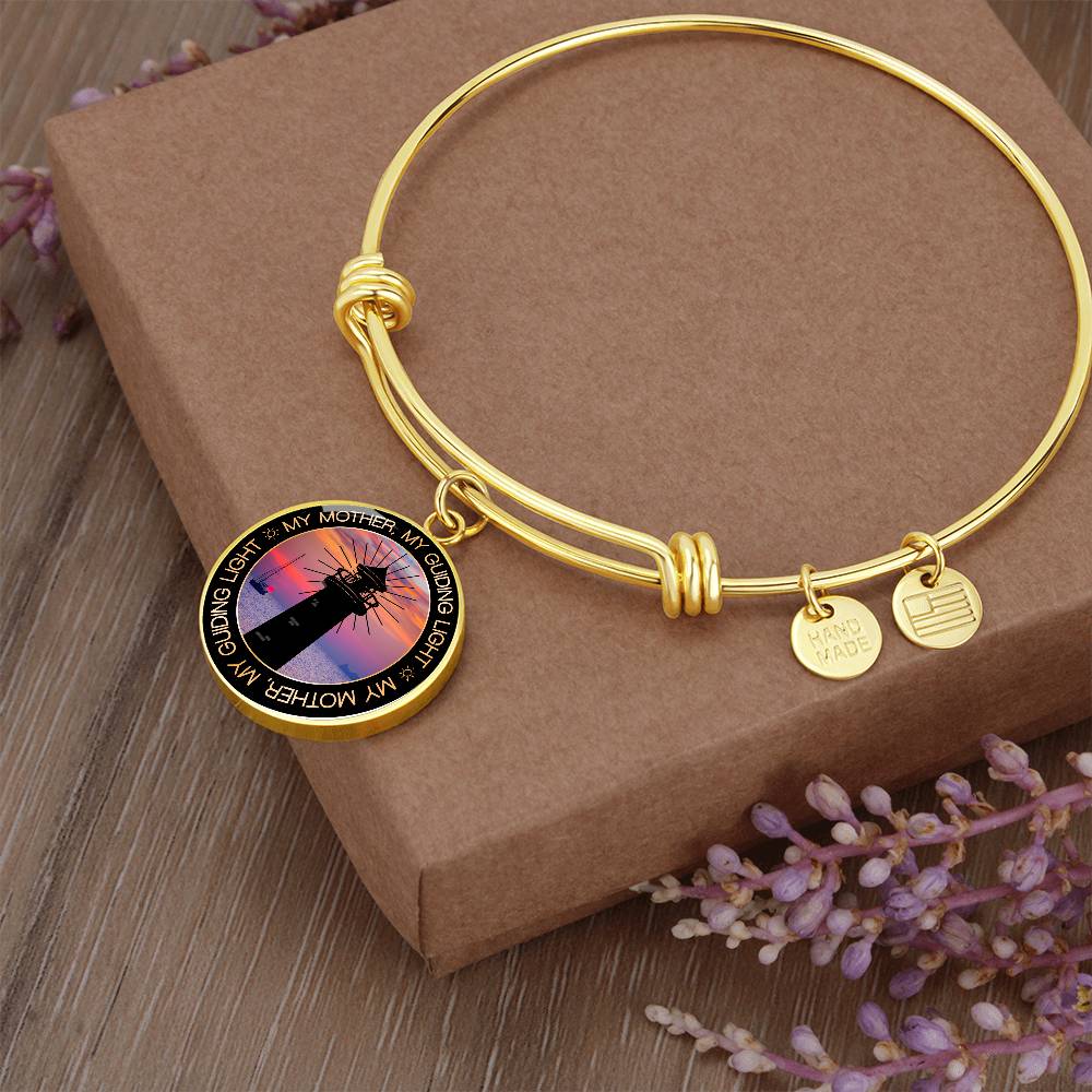 Mother My Guiding Light Engraved Bangle Bracelet-[Heartfelt Family Gift]