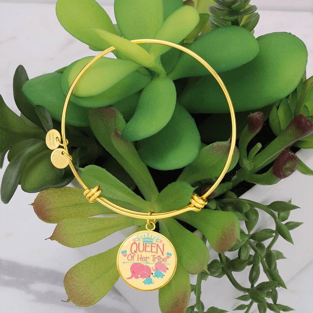 Queen of Her Tribe Engraved Bangle Bracelet-[Heartfelt Family Gift]