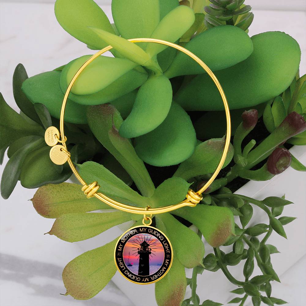 Mother My Guiding Light Engraved Bangle Bracelet-[Heartfelt Family Gift]