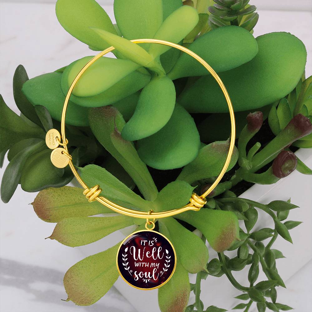 It Is Well With My Soul Engraved Bangle Bracelet-[Heartfelt Family Gift]