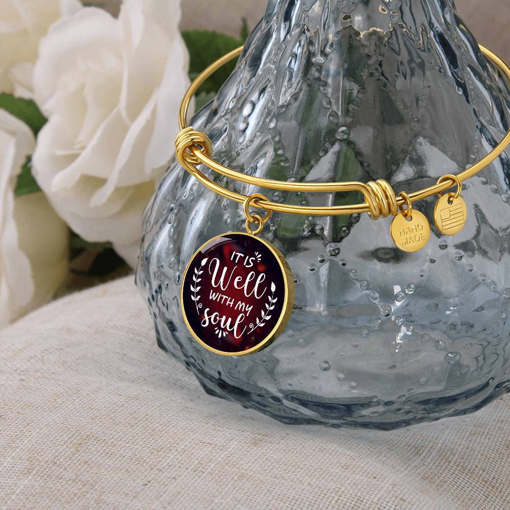 It Is Well With My Soul Engraved Bangle Bracelet-[Heartfelt Family Gift]
