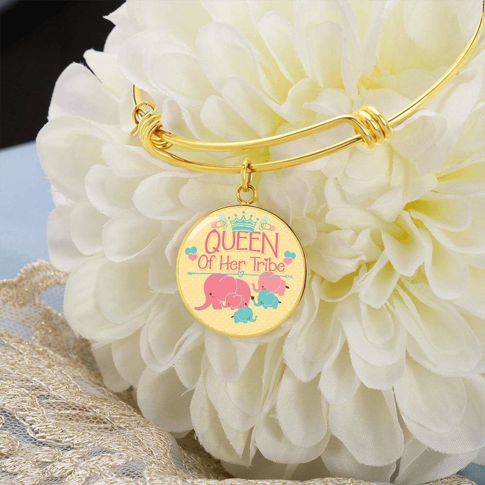 Queen of Her Tribe Engraved Bangle Bracelet-[Heartfelt Family Gift]