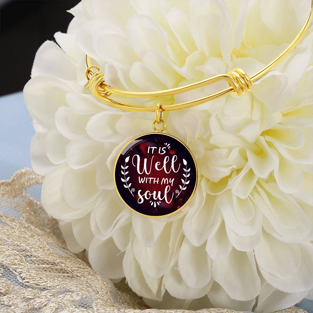 It Is Well With My Soul Engraved Bangle Bracelet-[Heartfelt Family Gift]