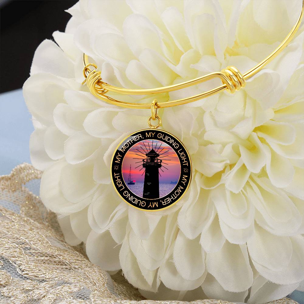 Mother My Guiding Light Engraved Bangle Bracelet-[Heartfelt Family Gift]