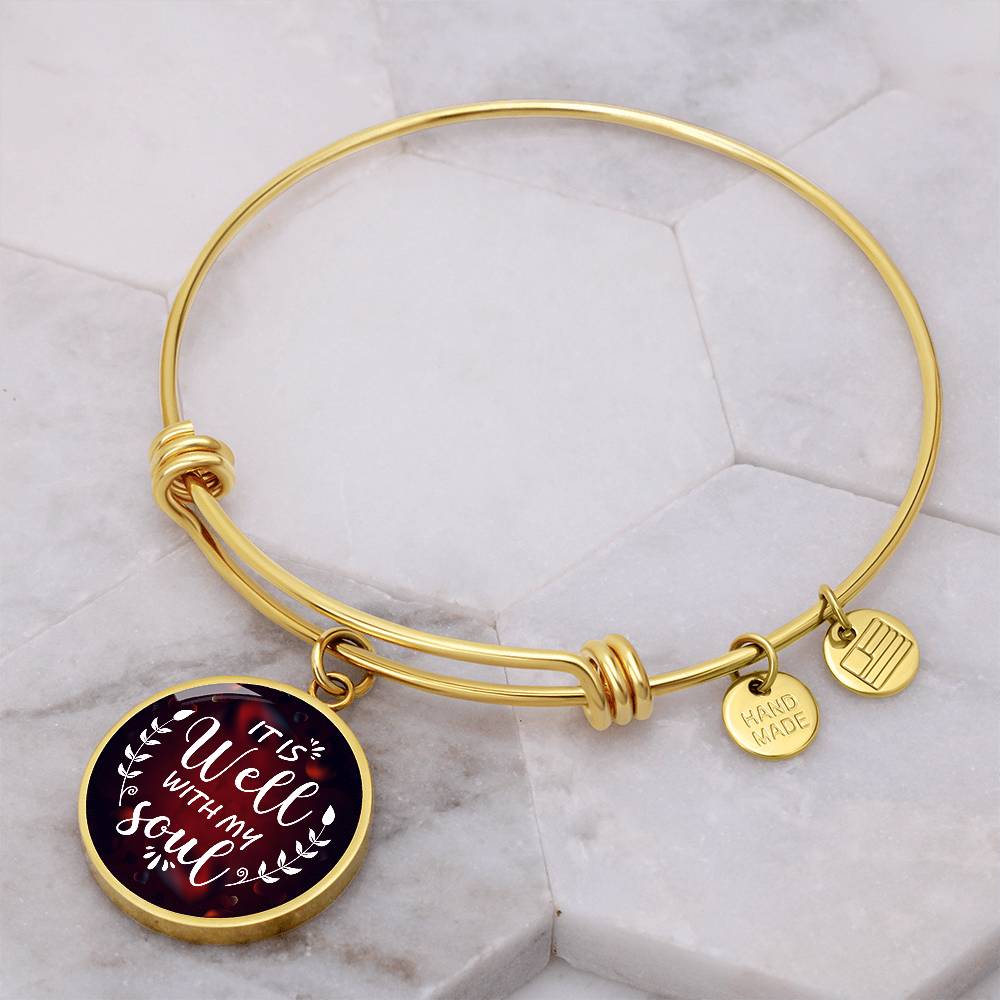 It Is Well With My Soul Engraved Bangle Bracelet-[Heartfelt Family Gift]