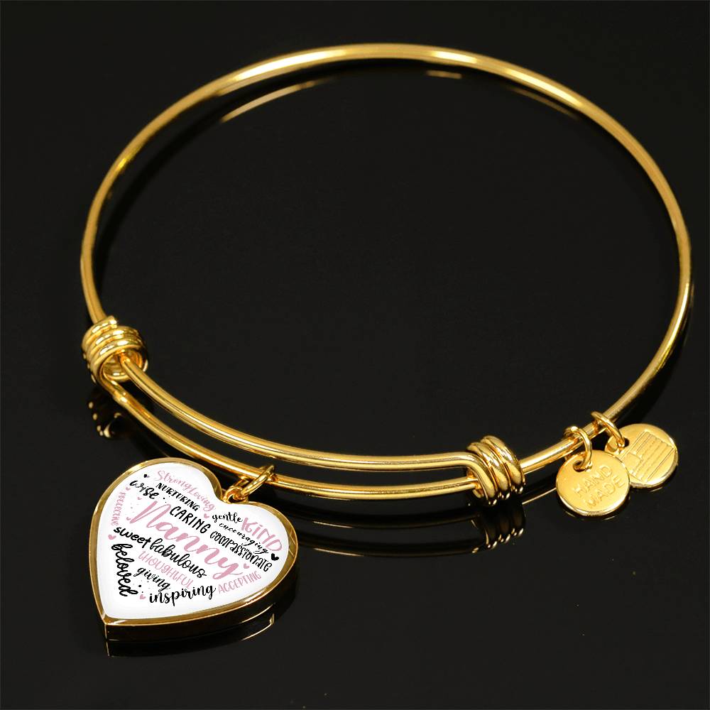 Nanny Heart Engraved Bangle Bracelet-[Heartfelt Family Gift]
