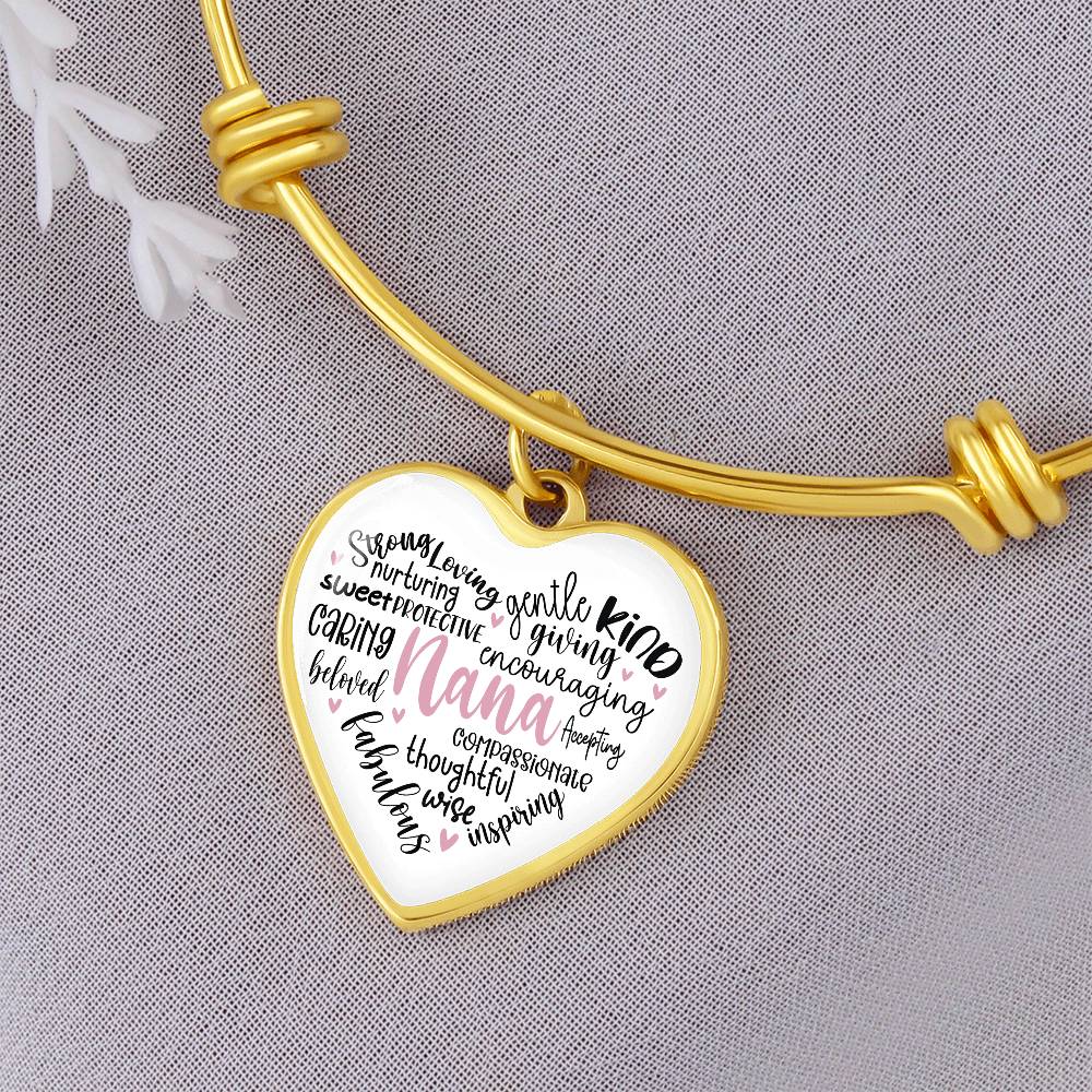 Nana Heart Bangle Bracelet Engraved-[Heartfelt Family Gift]