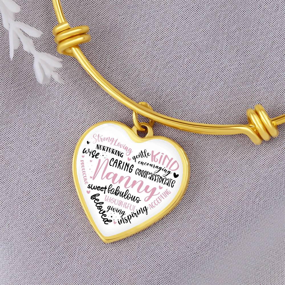 Nanny Heart Engraved Bangle Bracelet-[Heartfelt Family Gift]