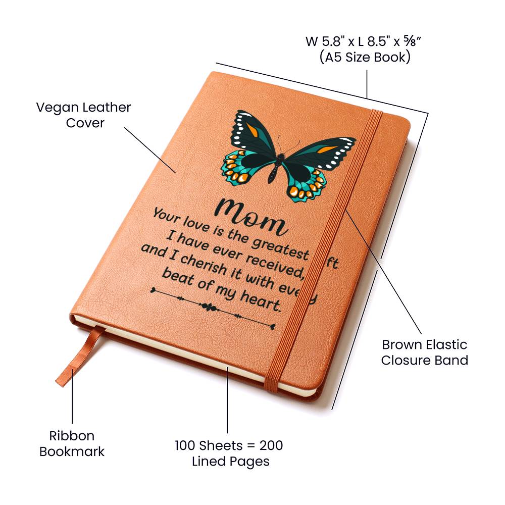 Mom Butterfly Leather Journal-[Heartfelt Family Gift]