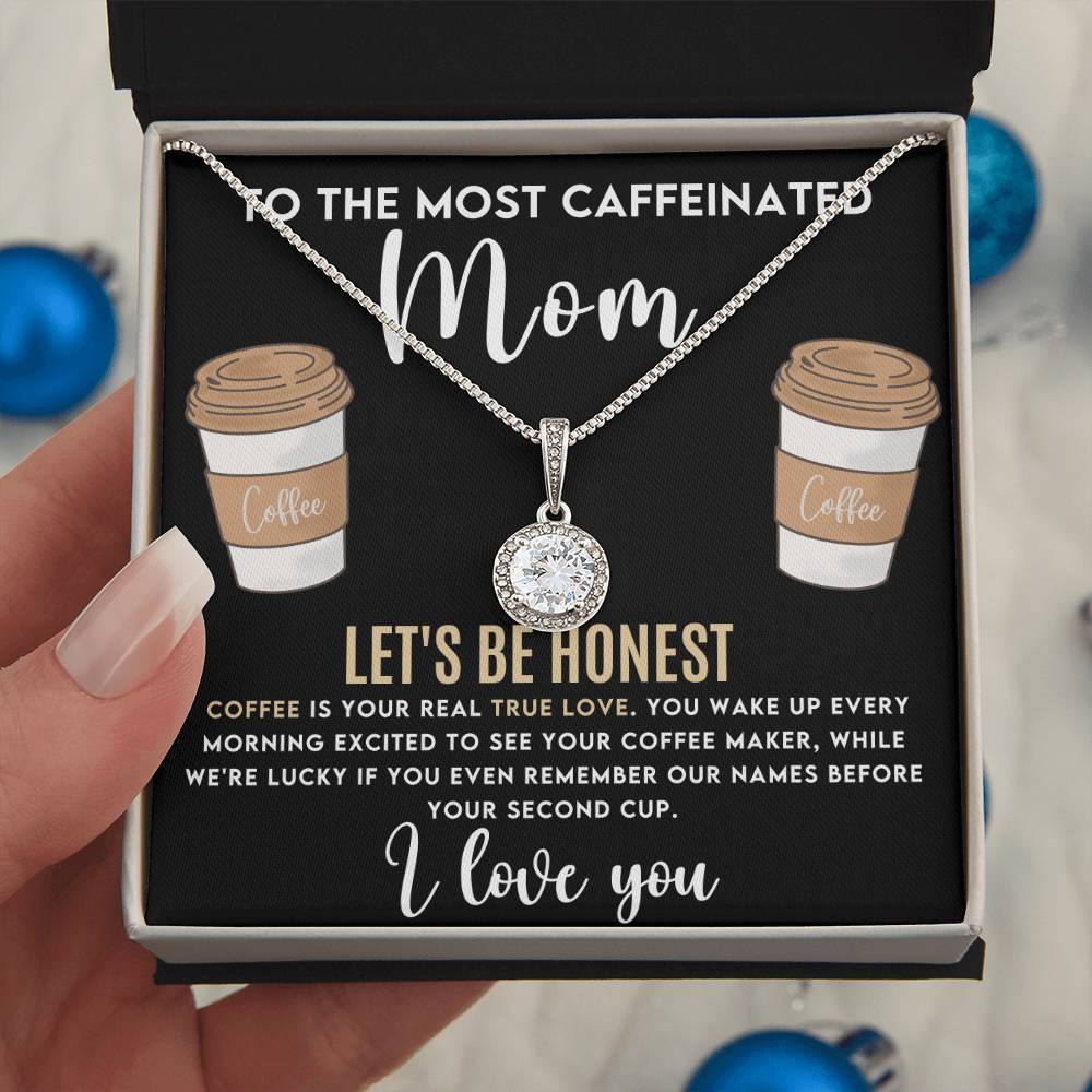 Moms Coffee Lover Necklace The Perfect Gift for the Caffeine-Obsessed-[Heartfelt Family Gift]