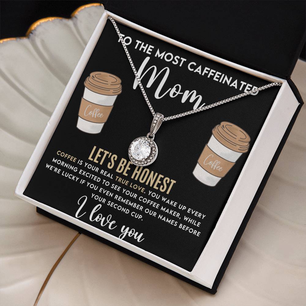 Moms Coffee Lover Necklace The Perfect Gift for the Caffeine-Obsessed-[Heartfelt Family Gift]