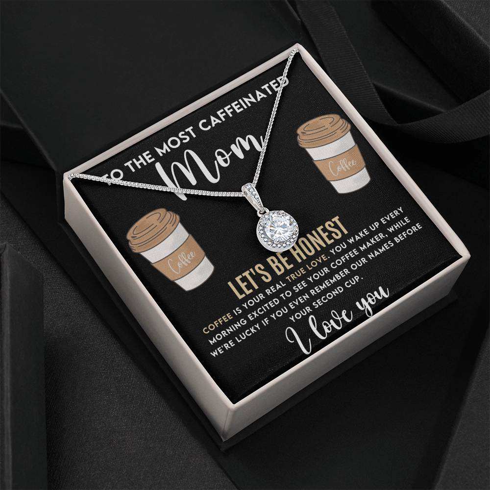 Moms Coffee Lover Necklace The Perfect Gift for the Caffeine-Obsessed-[Heartfelt Family Gift]