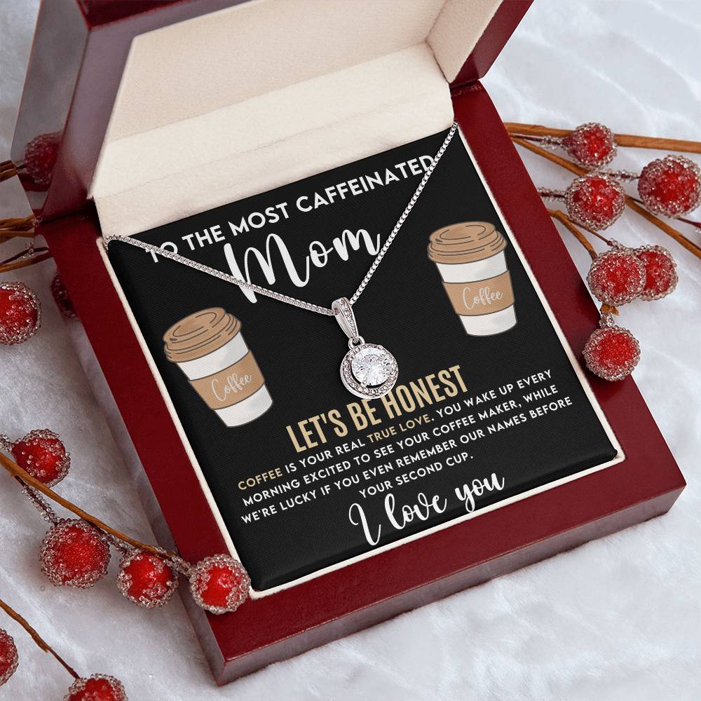 Moms Coffee Lover Necklace The Perfect Gift for the Caffeine-Obsessed-[Heartfelt Family Gift]