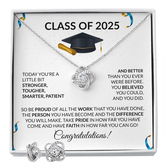 Class of 2025 Graduation Necklace Gift Love Knot-[Heartfelt Family Gift]