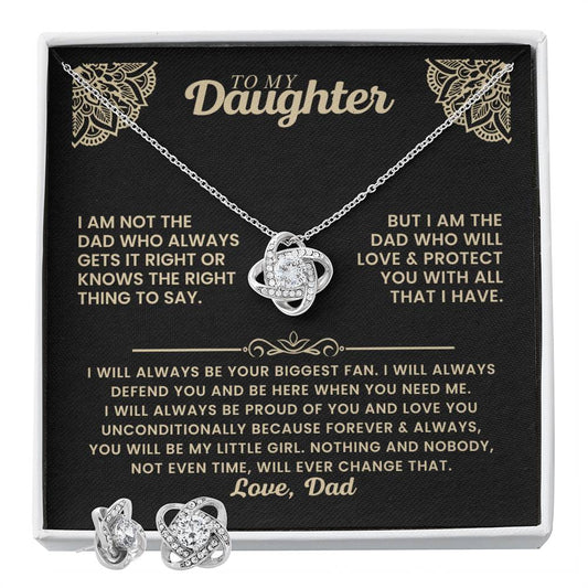 To My Daughter Love Knot Necklace & Earring Gift Set