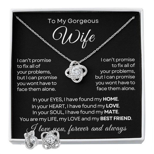 To My Wife Love Knot Necklace & Earring Gift Set