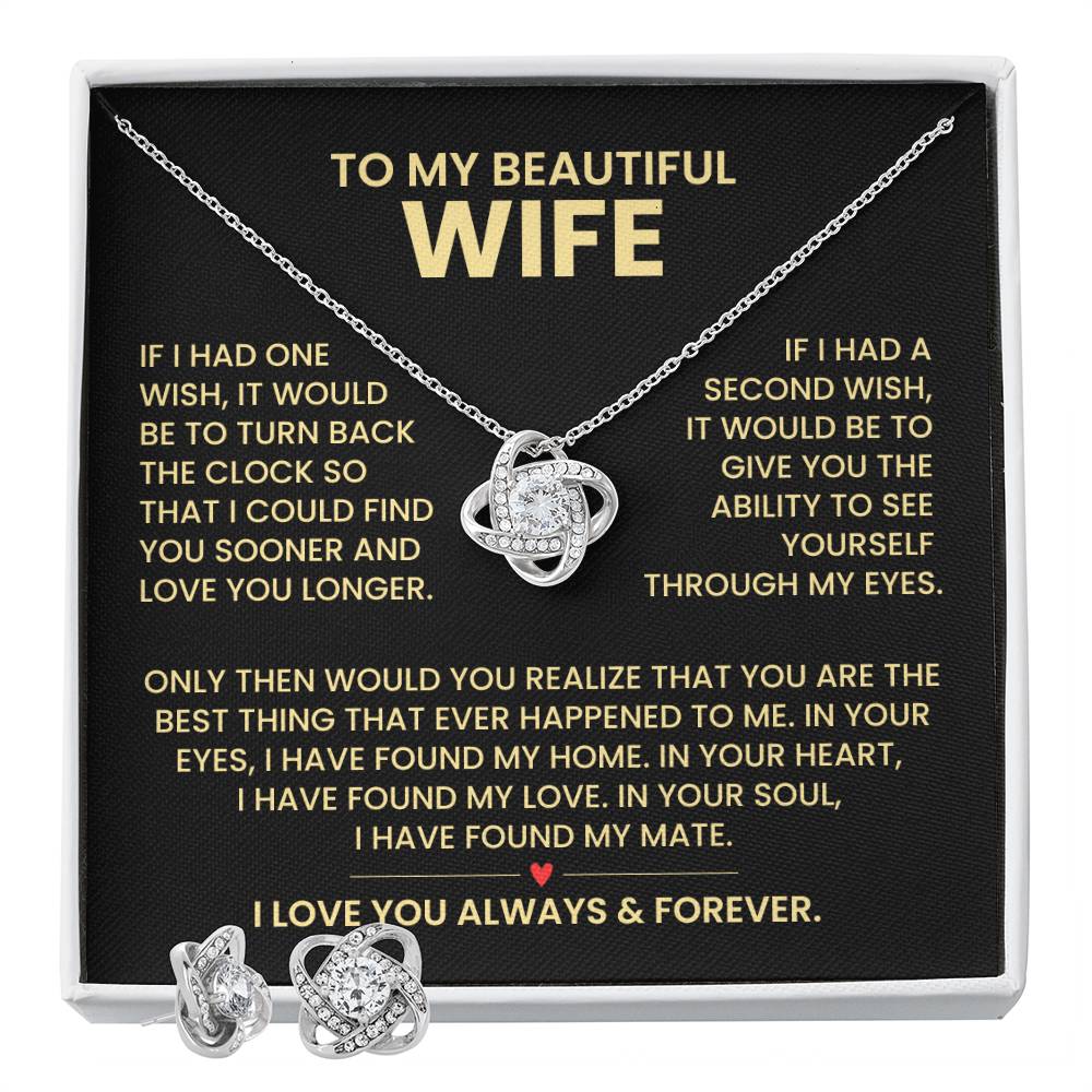 To My Wife Love Knot Necklace & Earring Gift Set