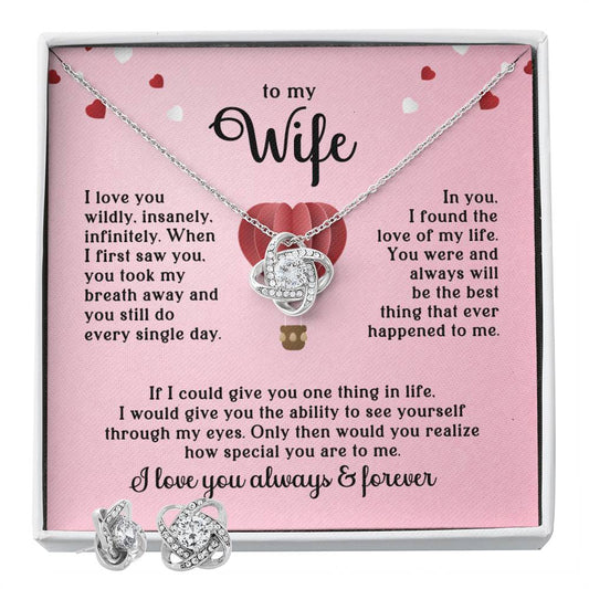 To My Wife Knot Necklace & Earring Gift Set