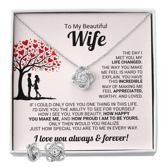 To My Wife Knot Necklace & Earring Gift Set