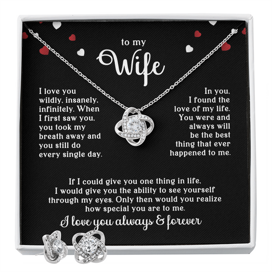 To My Wife Necklace & Earring Gift Set