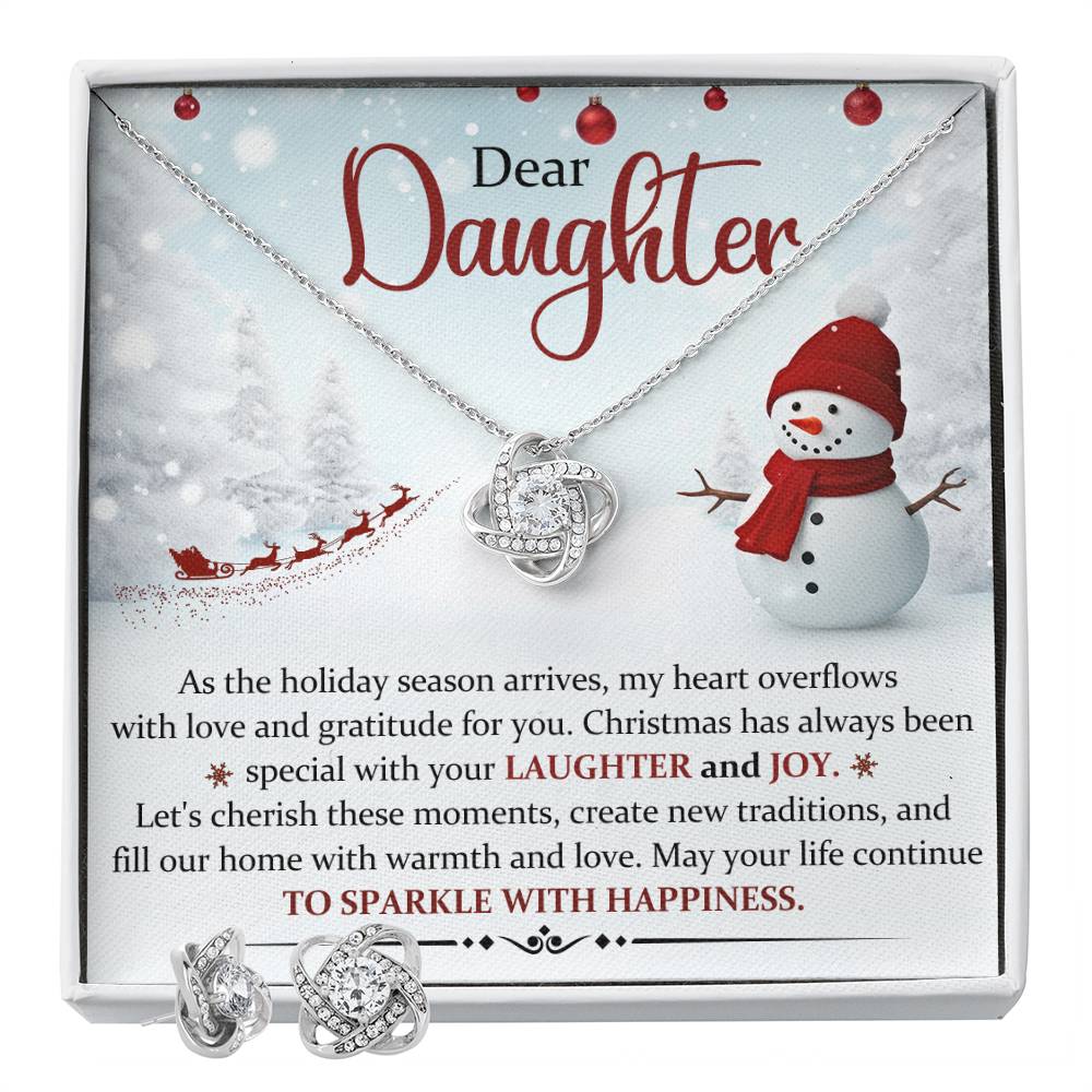 Daughter Necklace and Earring Christmas Gift Set-[Heartfelt Family Gift]