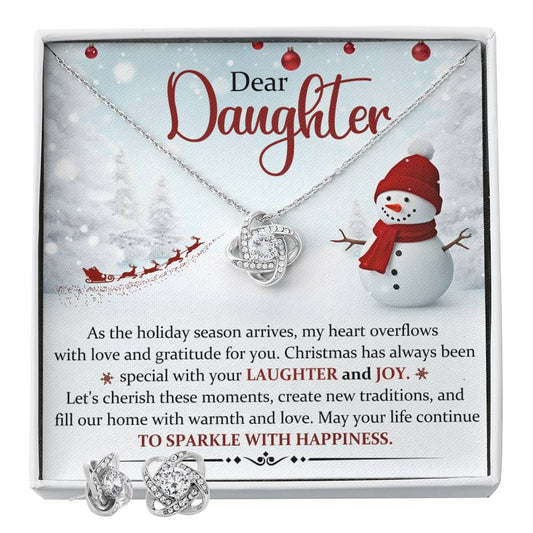 Daughter Necklace and Earring Christmas Gift Set-[Heartfelt Family Gift]