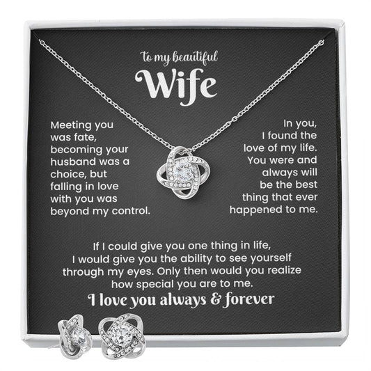 To My Wife Knot Necklace & Earring Gift Set