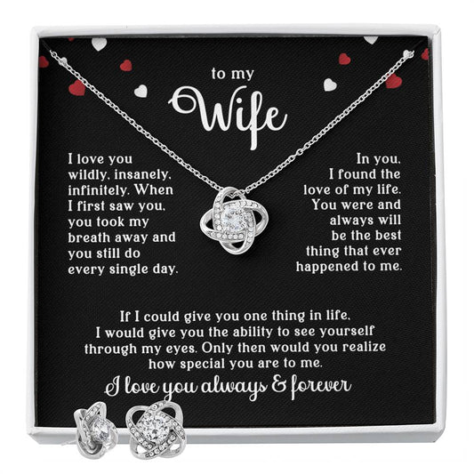 To My Wife Knot Necklace & Earring Gift Set